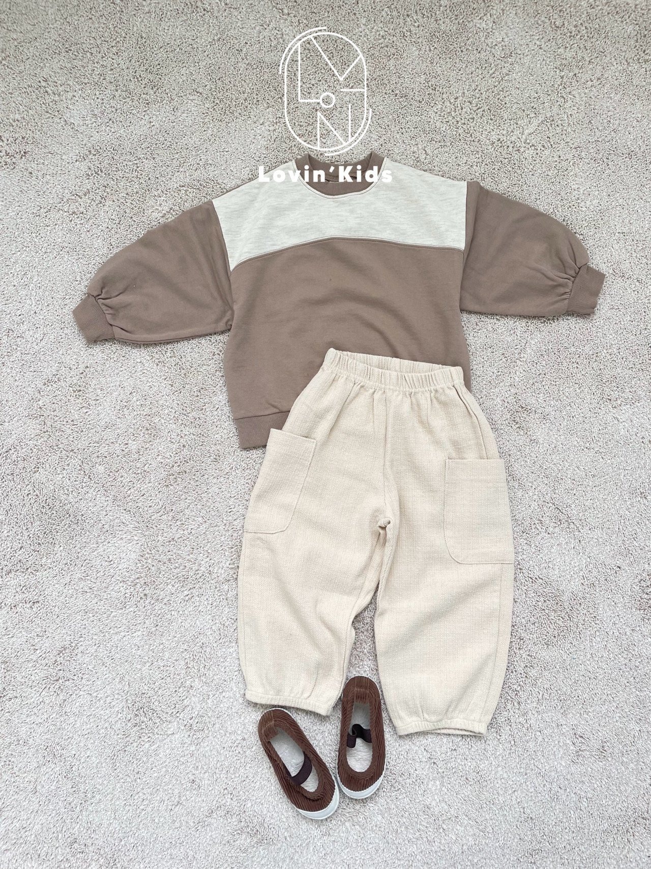 【Lovin'】ホットチョコスウェット 80〜130cm ベージュ/オートミール 241026 - 9