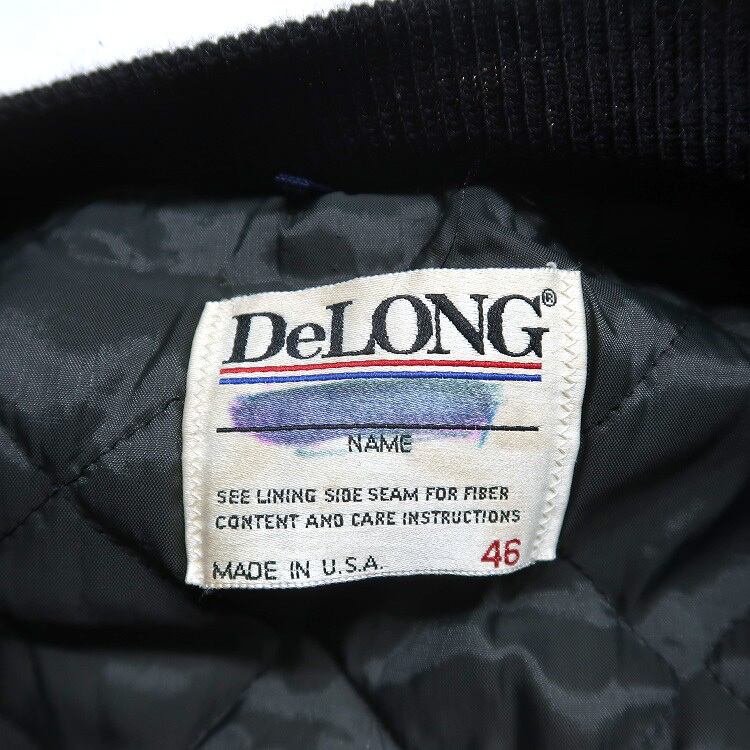 古着 〜90年代 USA製 DeLONG デロング ウール レザー 刺繍 スタジャン