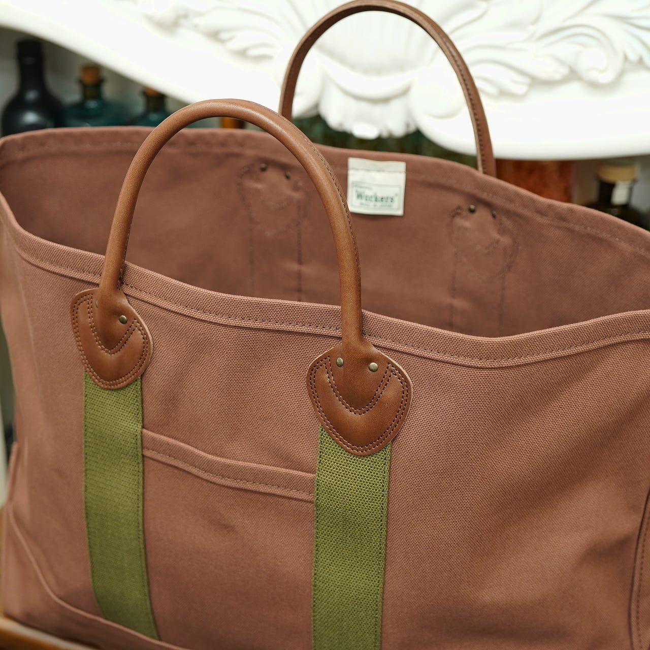 Workers（ワーカーズ） レザーハンドルトートバッグ ブラウン