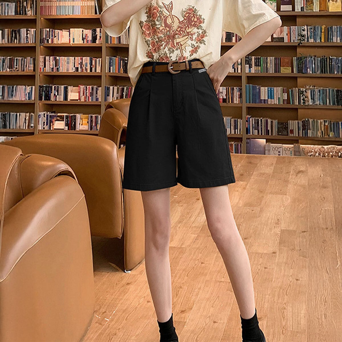 ショートパンツ タック入り レディース 春夏 通勤 ビジネス オフィス
