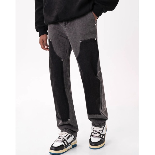 【DRIP4434】D/B Contrast Coverstitch Straight Denim