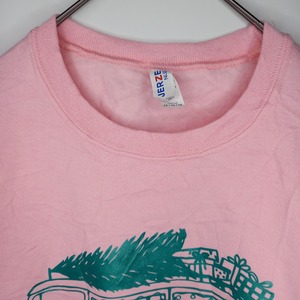 ジャージーズ　クルーネック　スウェット　トレーナー　プリント　ピンク　M