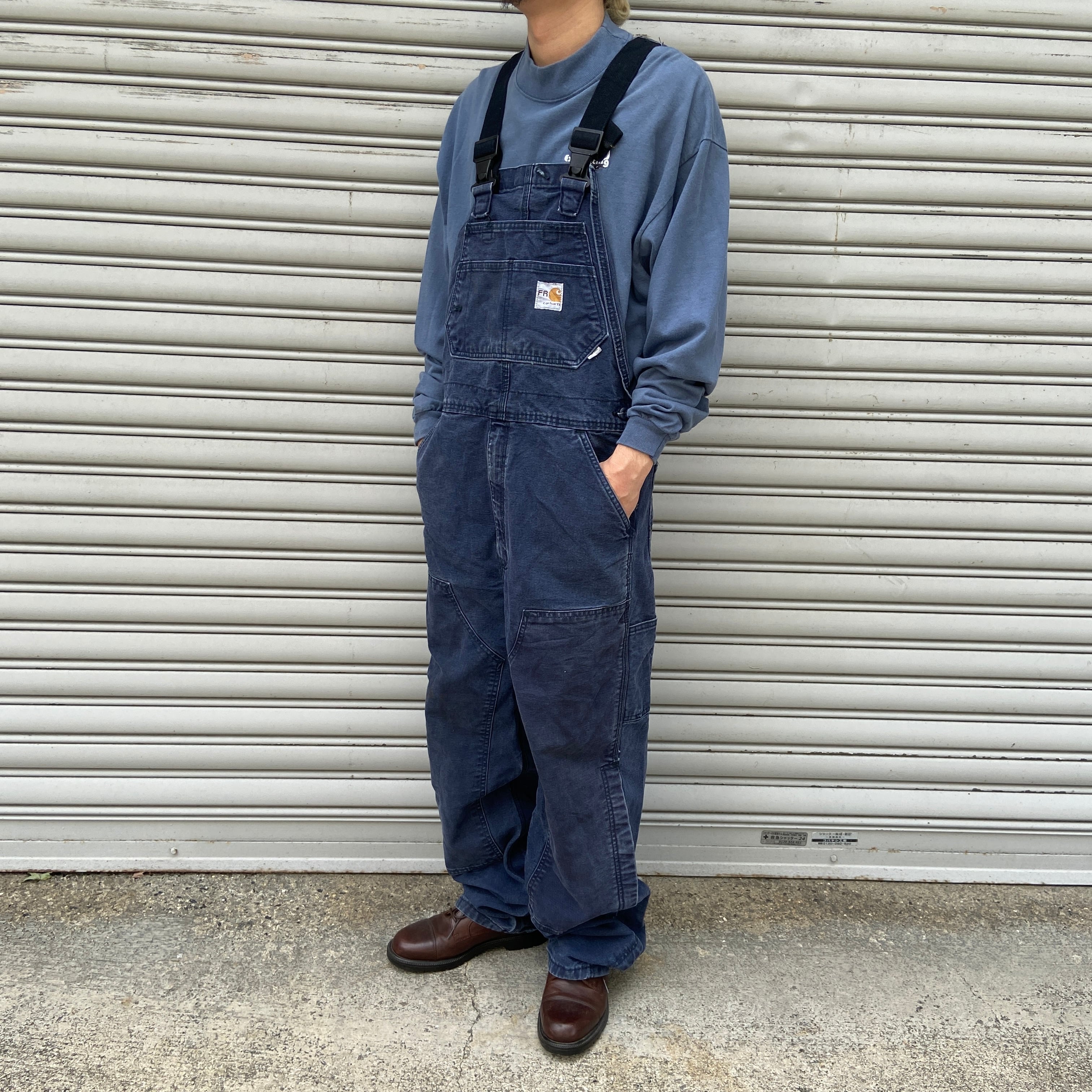 Carhartt FR ビブオーバーオール ダック地 ダブルニー 紺 W34 Carhartt FR ビブオーバーオール ダック地 ダブルニー 紺 W34