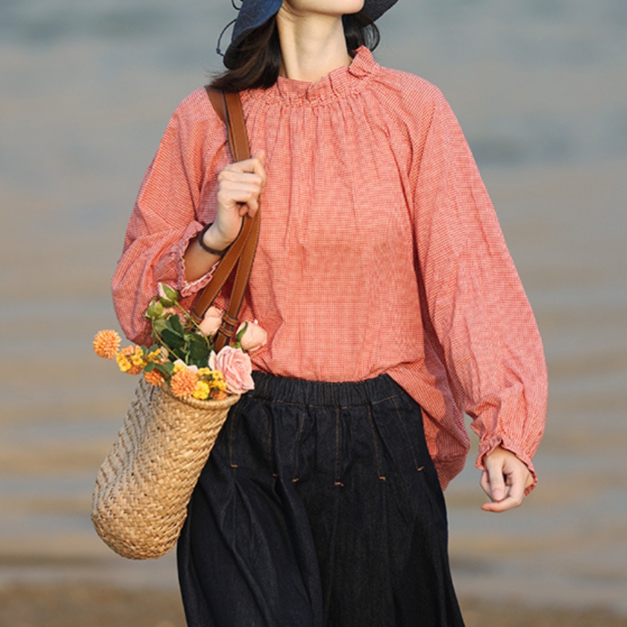 ギンガムチェックリラックスシャツ W01225