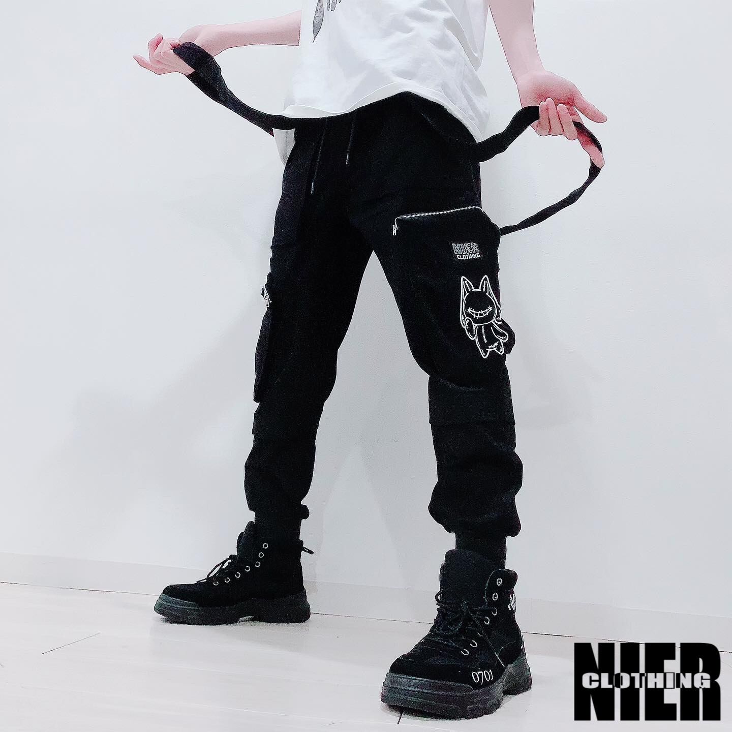 4POCKET BLACK PANTS【取り外し可能SUSPENDERS付き】 | NIER CLOTHING