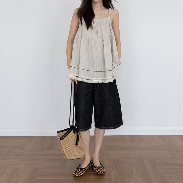 テンセルリネンタッセルAラインキャミソール 2color [am03863] | amgot