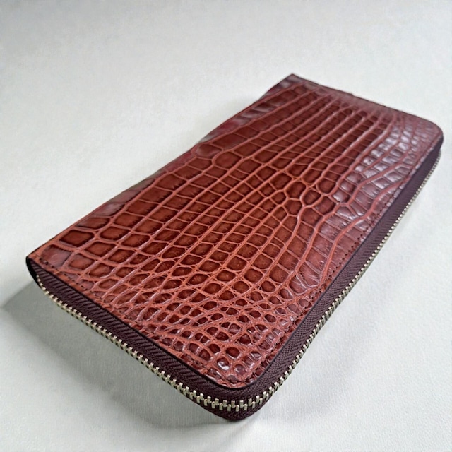 【オンライン限定クロコ財布】レッドブランラウンド財布 1本限り