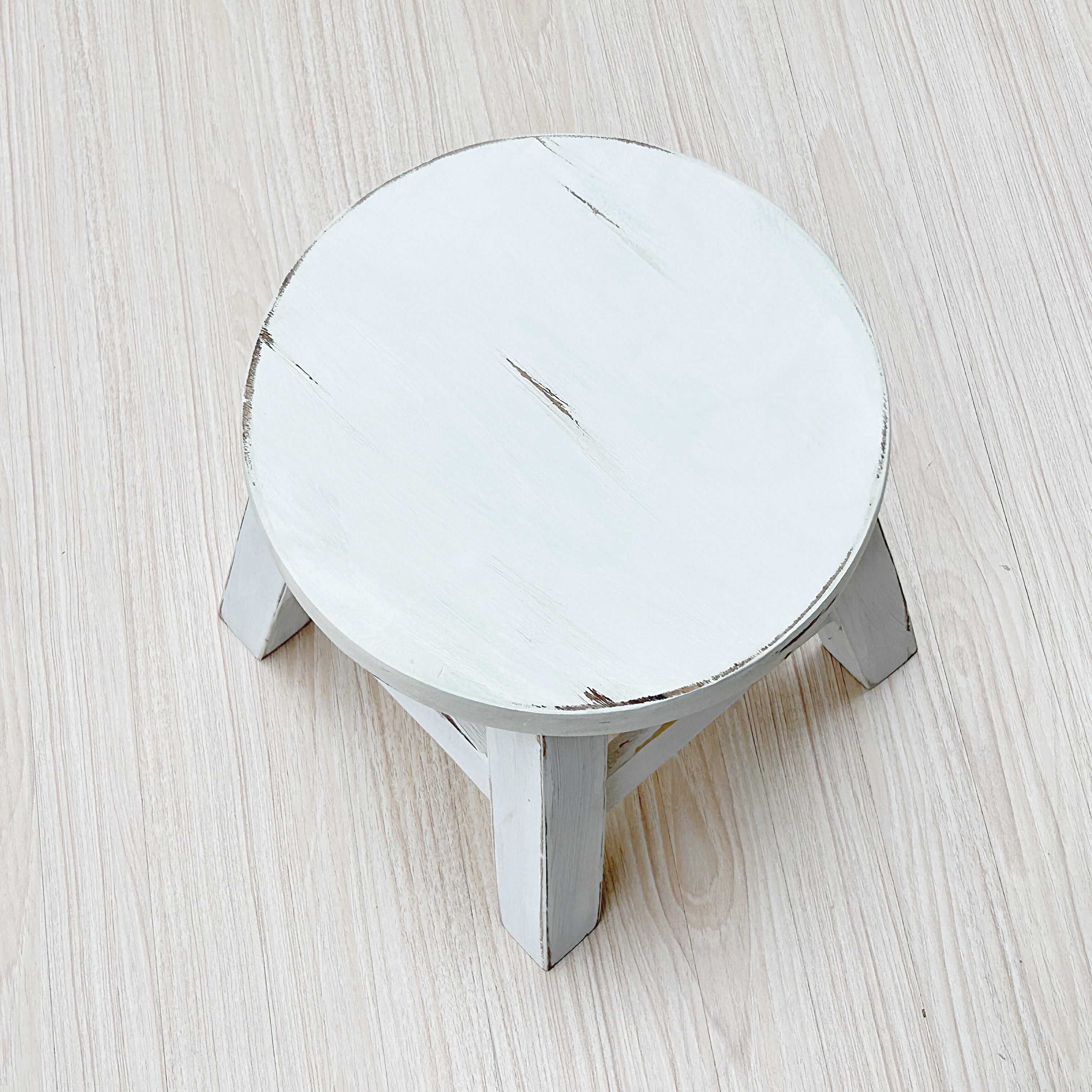 スツール 木製 ラウンドスツール アンティーク ホワイト 丸椅子 天然木