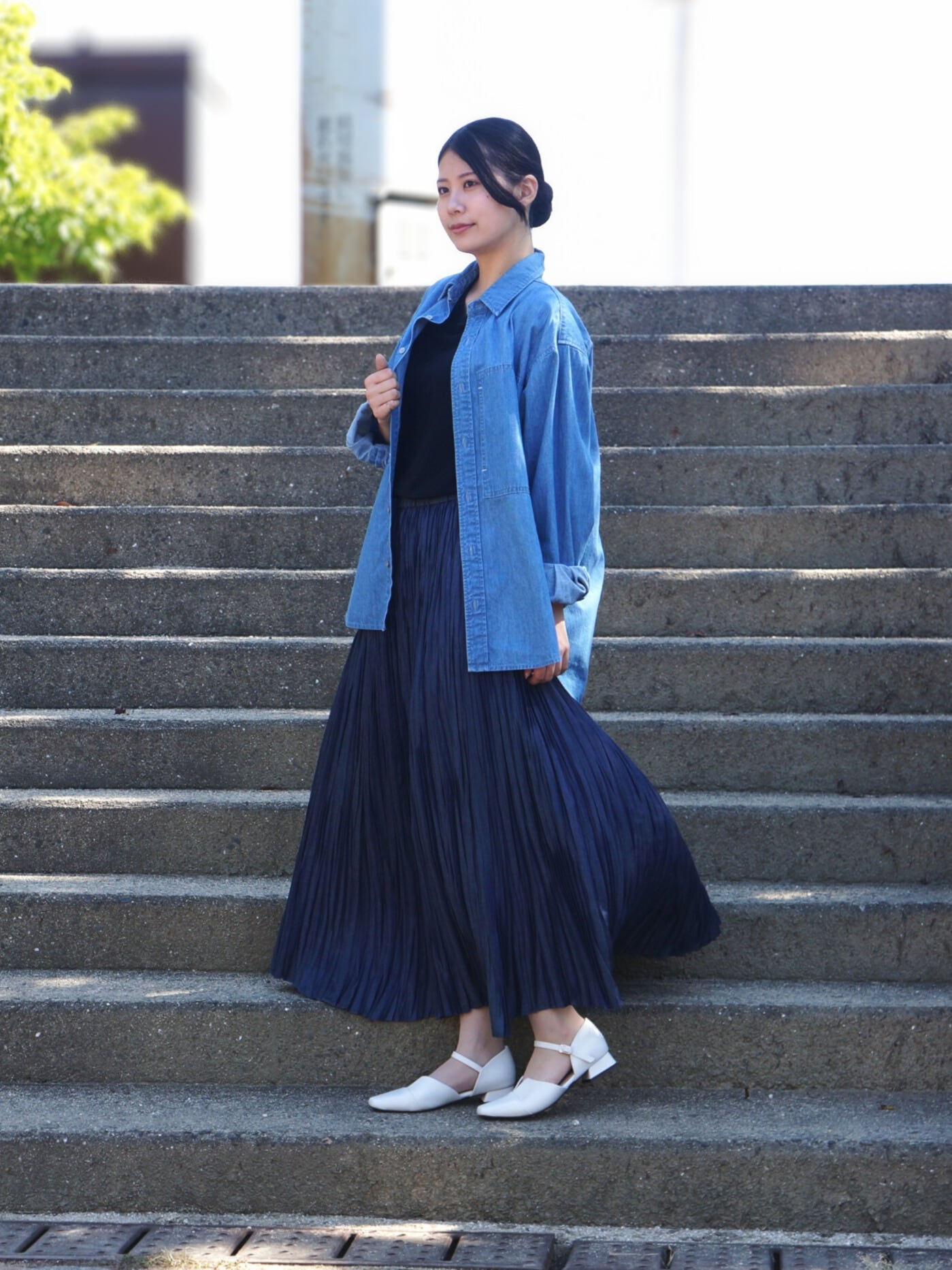 【稀少サイズ 42】セリーヌ デニムスカート マガダム ボックスプリーツ ブルー デニムプリーツスカート | EDGE OF LINE｜ONLINE STORE