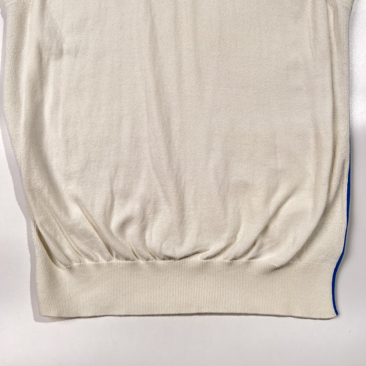 NIKE GOLF ナイキ ゴルフ ハーフジップ コットンニット ベスト サイズ L /ホワイト×ブルー/背中メッシュ/ナイキジャパン