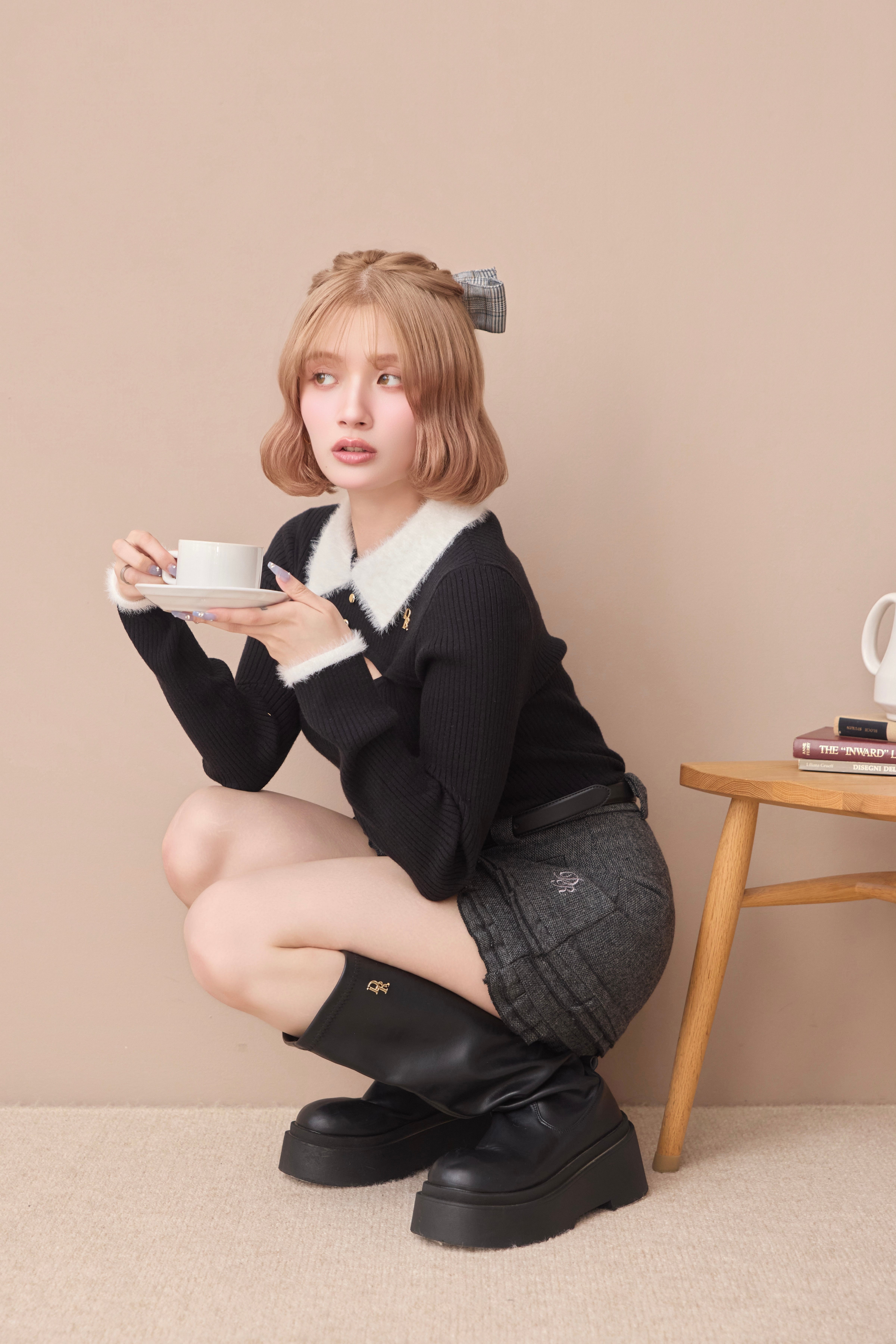 DR check ribbon barrette | Désir et Raison