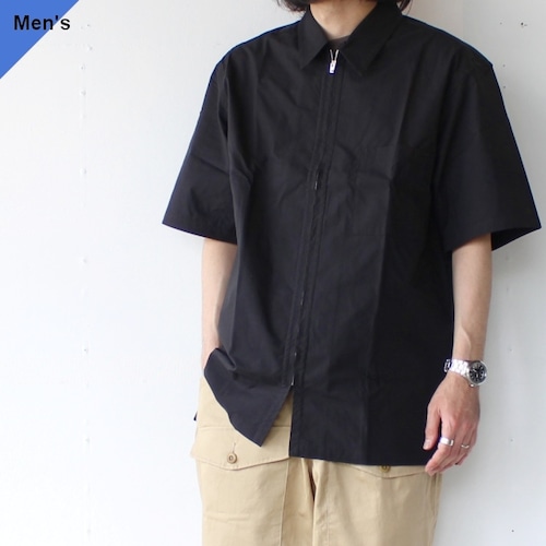 【ラスト１点】THE HINOKI 半袖ジップシャツ OG Cotton Poplin Half Sleeve Zip Shirt / TH23S-21　（Black）