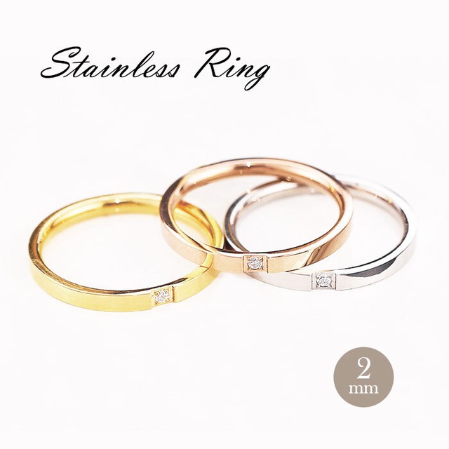 2mm 3粒 cubic zirconia ring