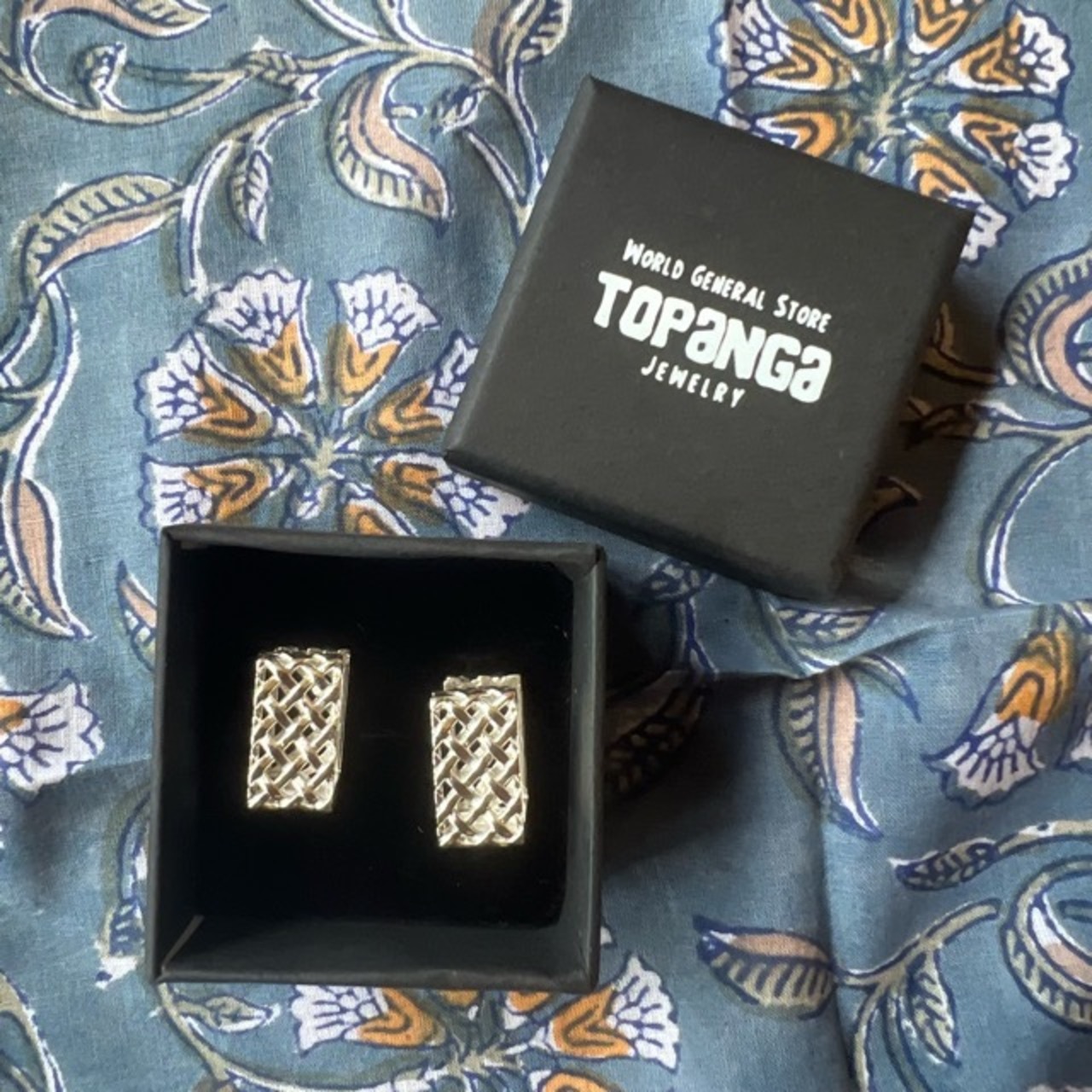 TOPANGA Jewelry 　Vintage-style square earrings　ヴィンテージスタイル　スクエアピアス　ピアス　スクエア　シルバー　ギフト　プレゼント