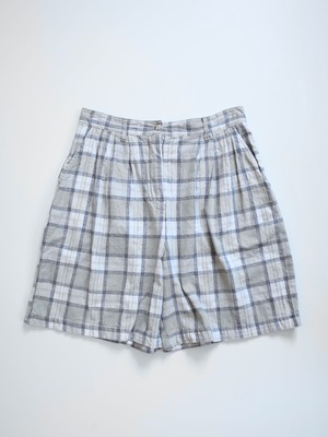 Linen cotton checked short pants