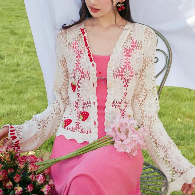 Strawberry lightweight knit cardigan 00322