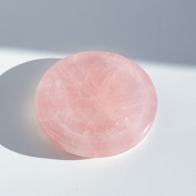 ローズクォーツ丸型のうつわ 01◇Rose Quartz◇天然石・鉱物・パワーストーン