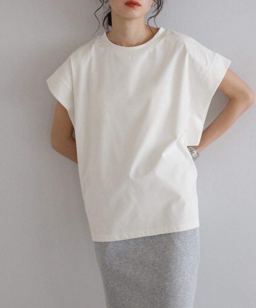 【接触冷感】ワイドフレンチスリーブTシャツ【t-10268】.