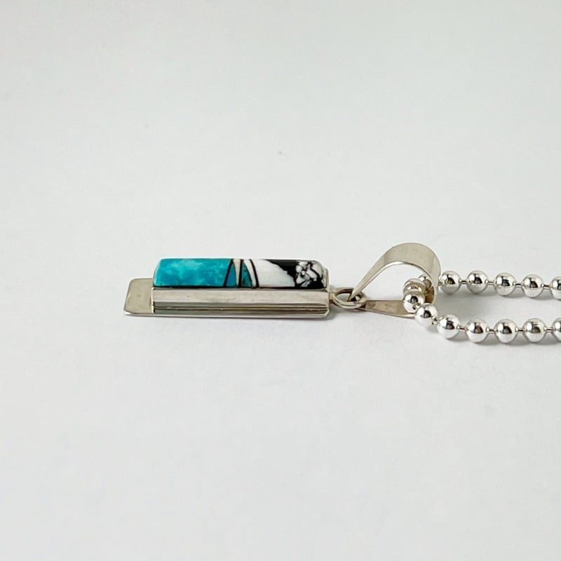 Indian Jewelry 》 ターコイズ インレイペンダント 一点物 ネックレス