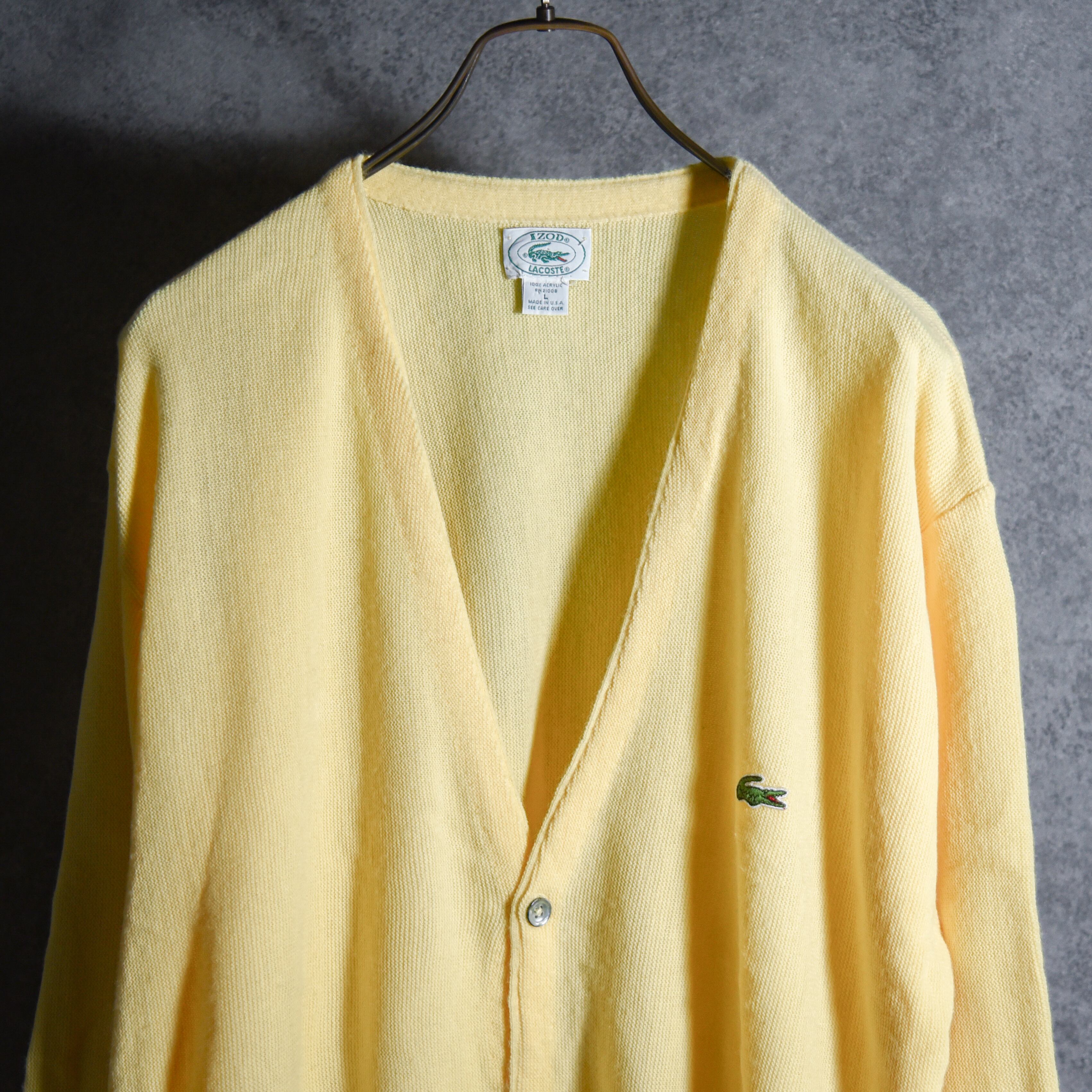 80-90s IZOD LACOSTE V Cardigan Vintage Knit アイゾッド ラコステ