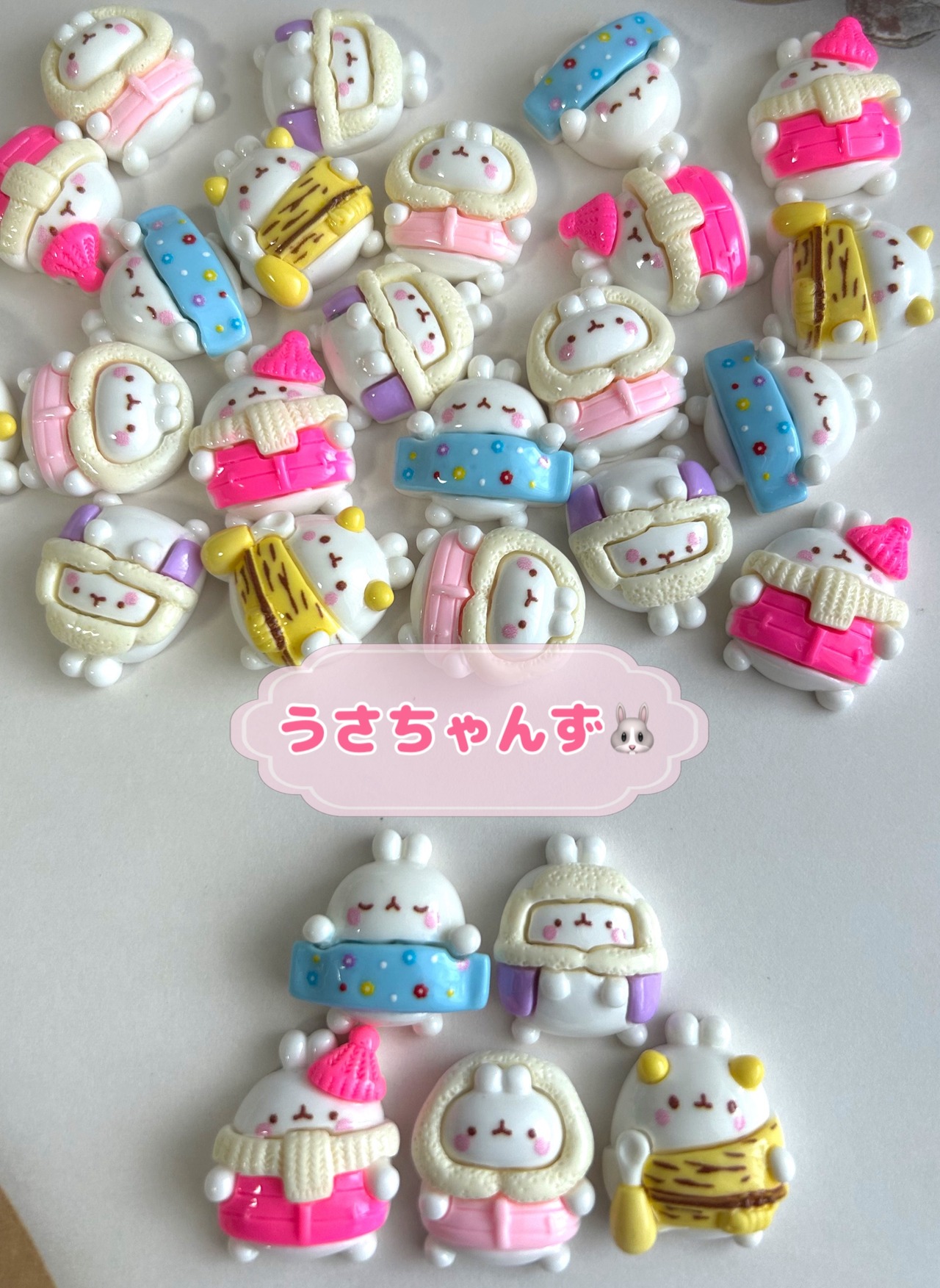 [２個]うさちゃんず／５種:約25mm×20mm