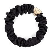 Gold Heart Silk Scrunchie Black_S-1-001