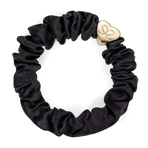 Gold Heart Silk Scrunchie Black_S-1-001