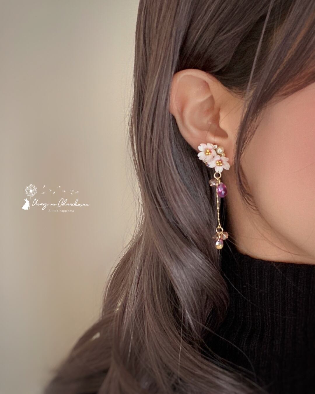 展示〉桜のピアス/イヤリング | うさぎのお針子さん