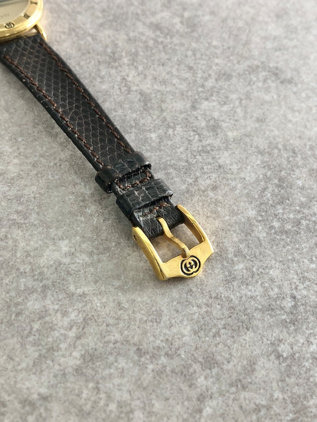 GUCCI グッチ 腕時計 ブラック サークルローマ文字 レザー 3000L vintage ヴィンテージ オールド upizt7