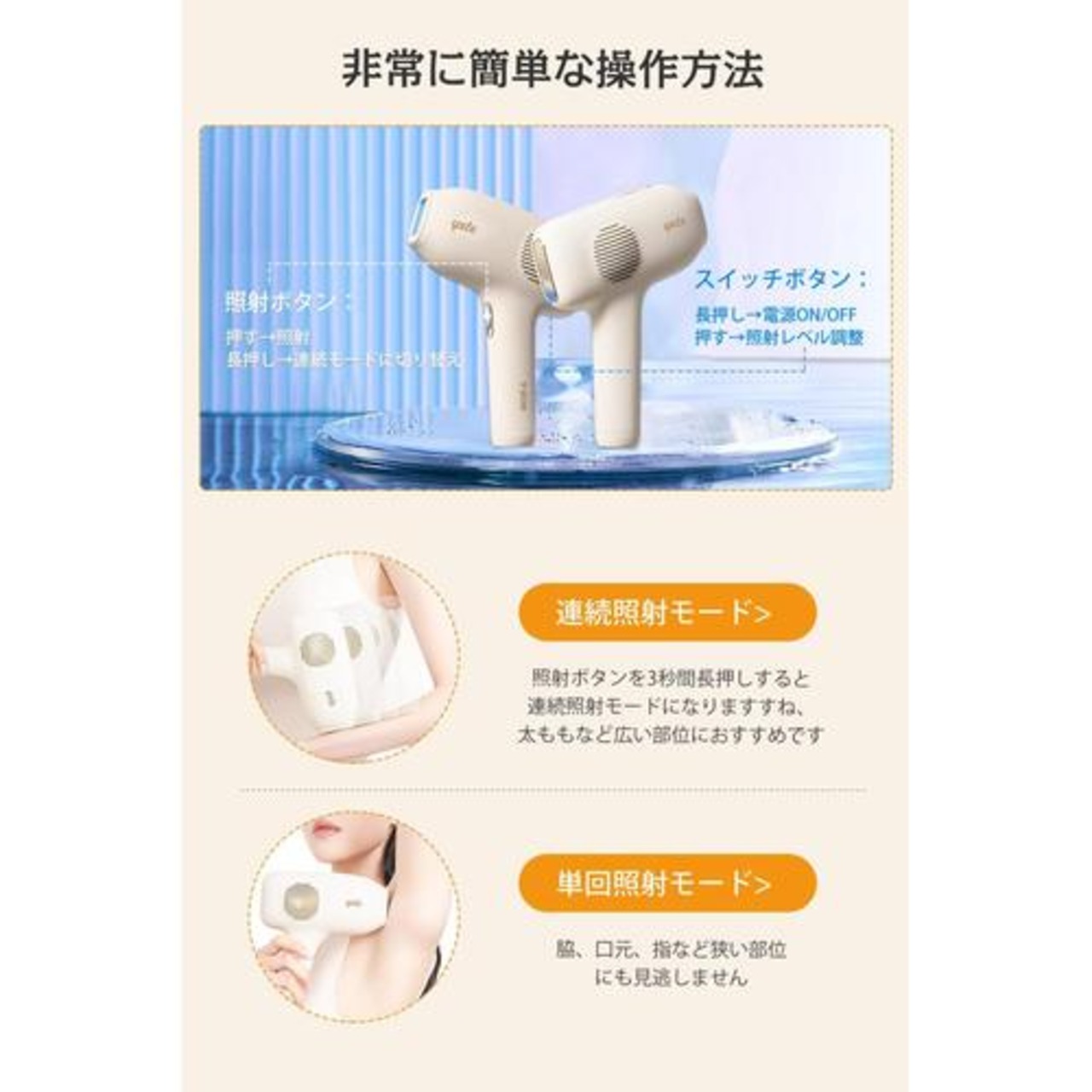 男女兼用の家庭用脱毛器（5段階調整可能） 新品 Yete（エイティー 