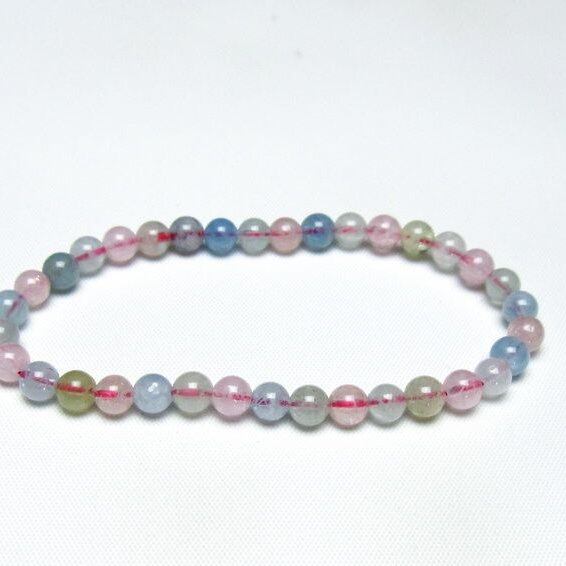 ミックスカラーベリル ブレスレット 5mm 一点物 メール便可 [M便 1/10] 111-48795