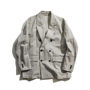 C/LI TWILL W-BREASTED JK / 綿麻ツイルダブルブレストジャケット(LIGHT GRAY)