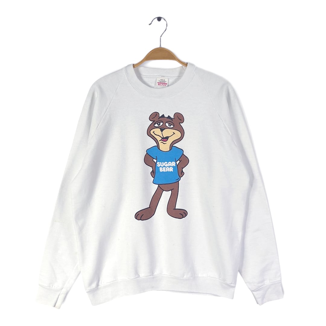 80s シュガーベア USA製 ヴィンテージ スウェット クマ 熊 SUGAR BEAR ホワイト BELTON サイズXL 古着 CF1033