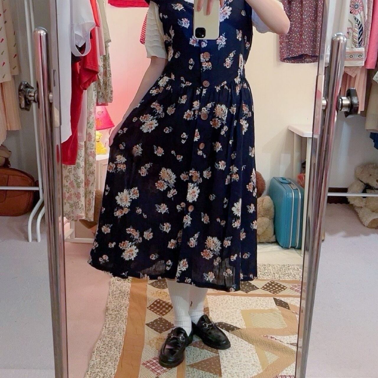 wood button flower jumper skirt