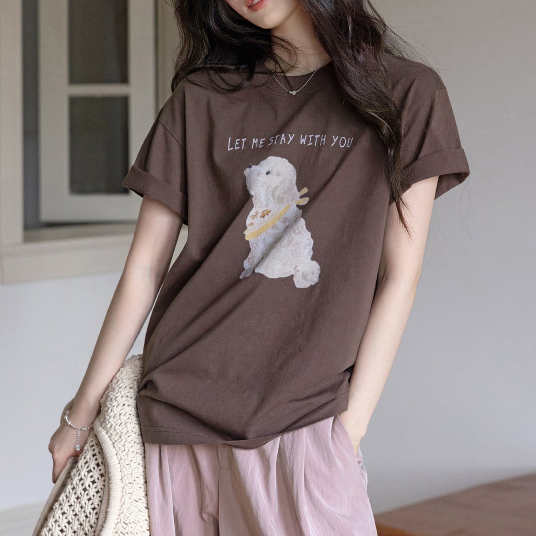 dog print loose tshirt