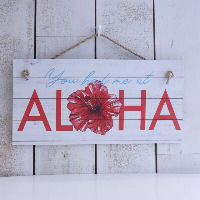 ★ハワイアン雑貨★アロハサインボード／壁掛け／ハワイアンインテリア／ハワイアンアート／ハイビスカス／Mサイズ＜HIBISCUS＞