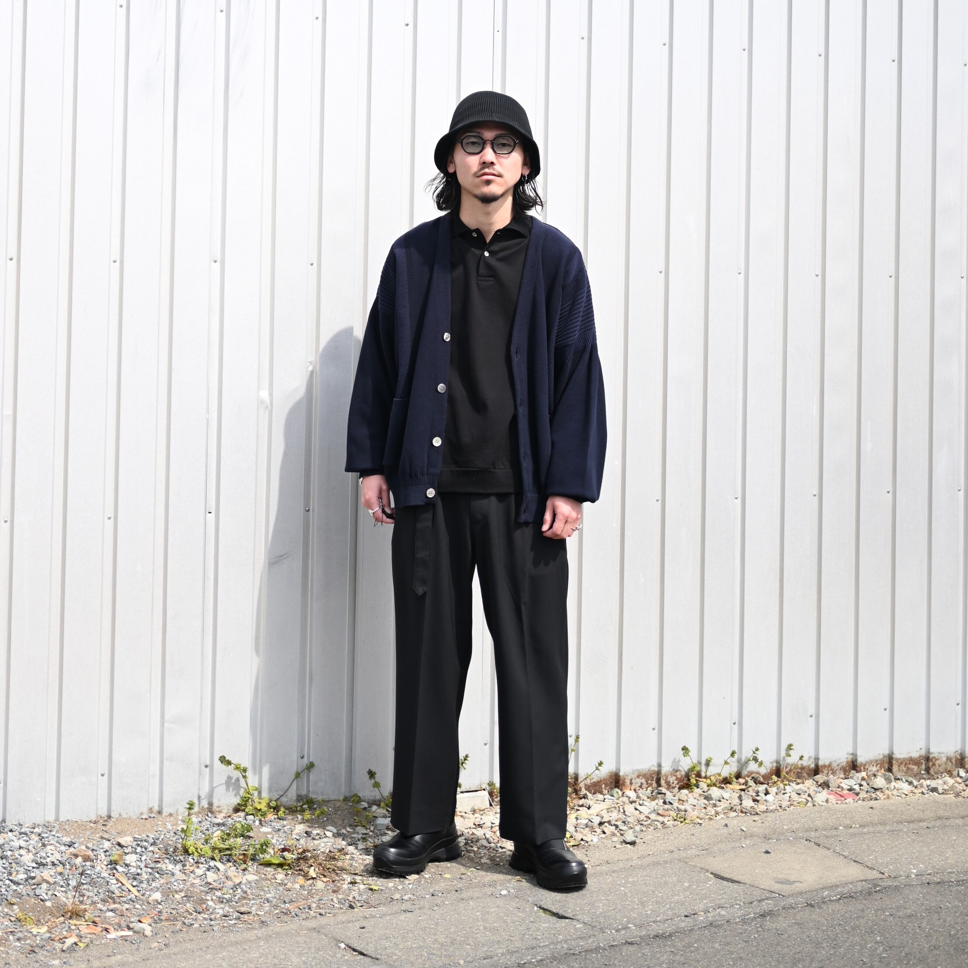 YASHIKI(ヤシキ）Shunko Cardiganネイビー、インテリムロングポロ