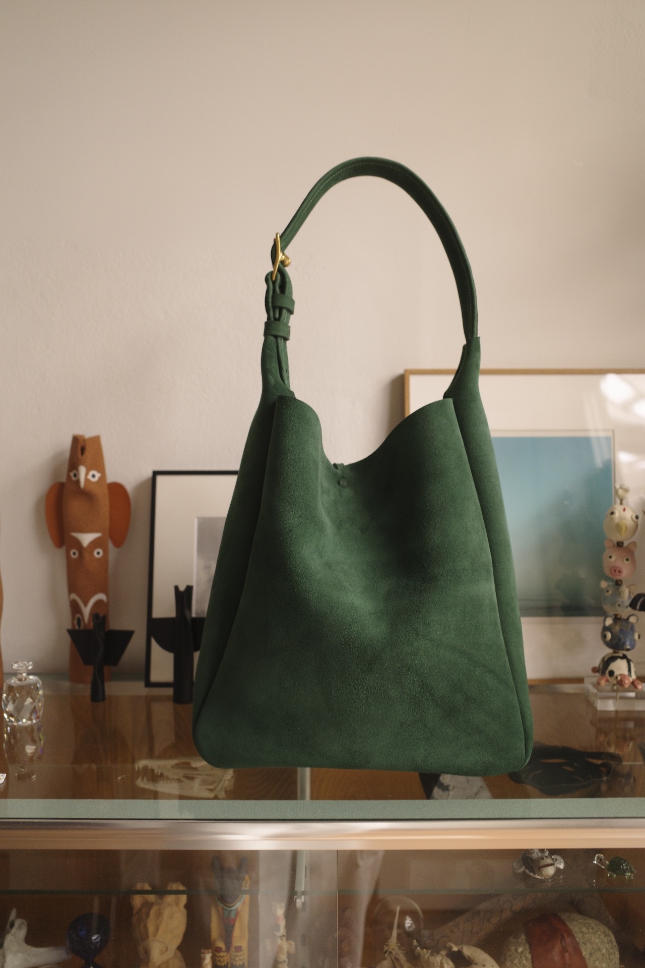 HORN-green suede-