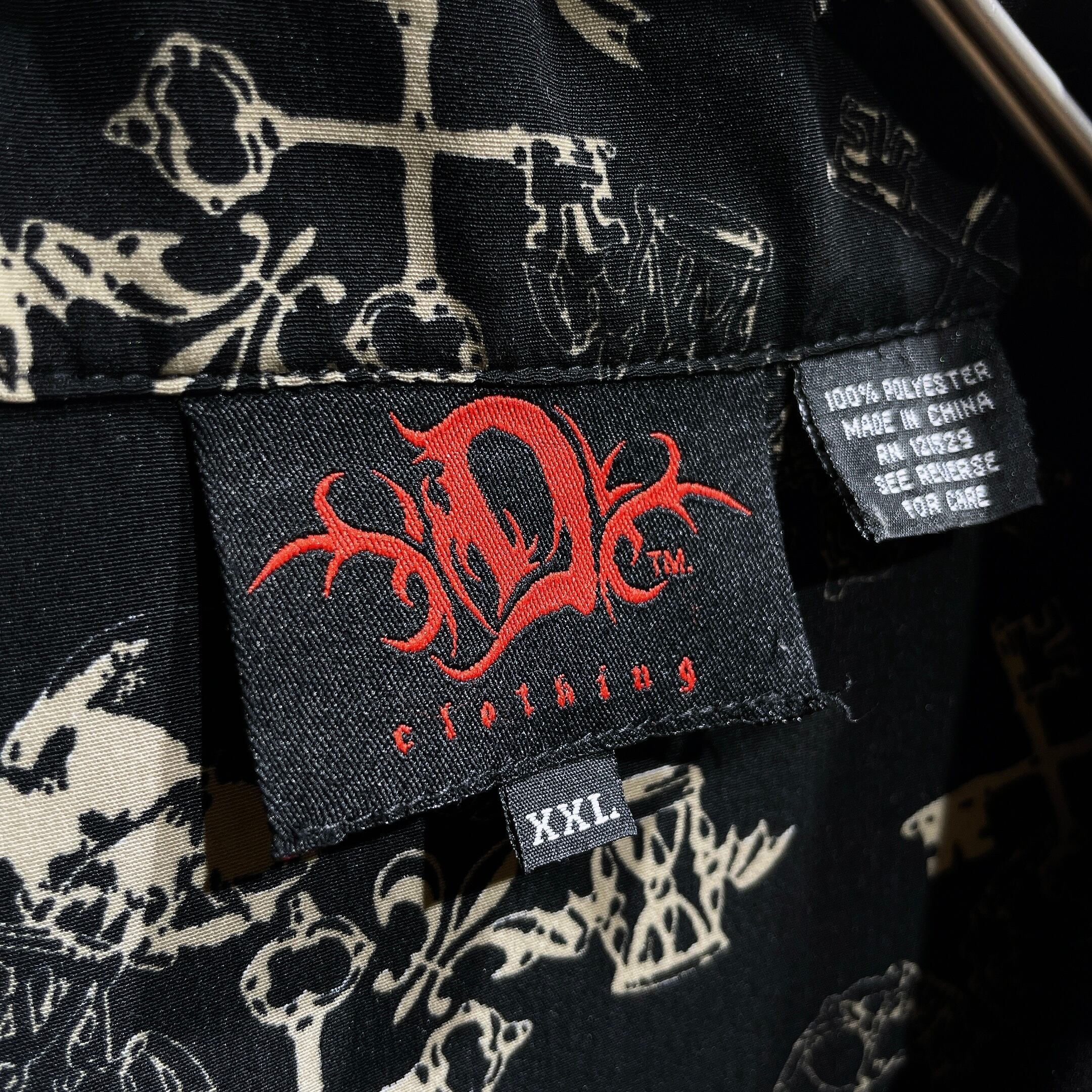 Black mode × Gothic pattern Design Drape loose SS open collar shirt