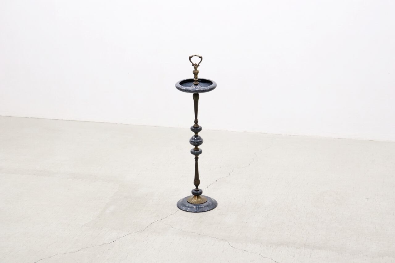 大理石×真鍮製のアンティークアッシュトレイ（灰皿）(h-893-z 【即決