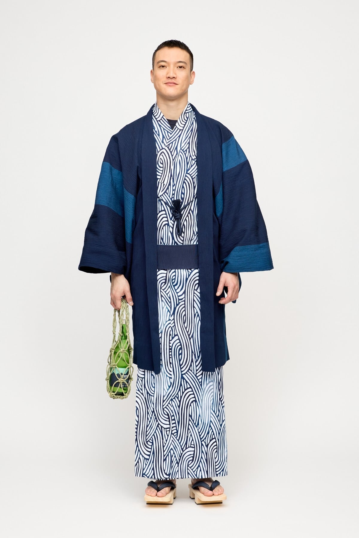 羽織 / 片貝綿ちぢみ / 七三 / 紺濃淡（With tailoring） | Y. & SONS