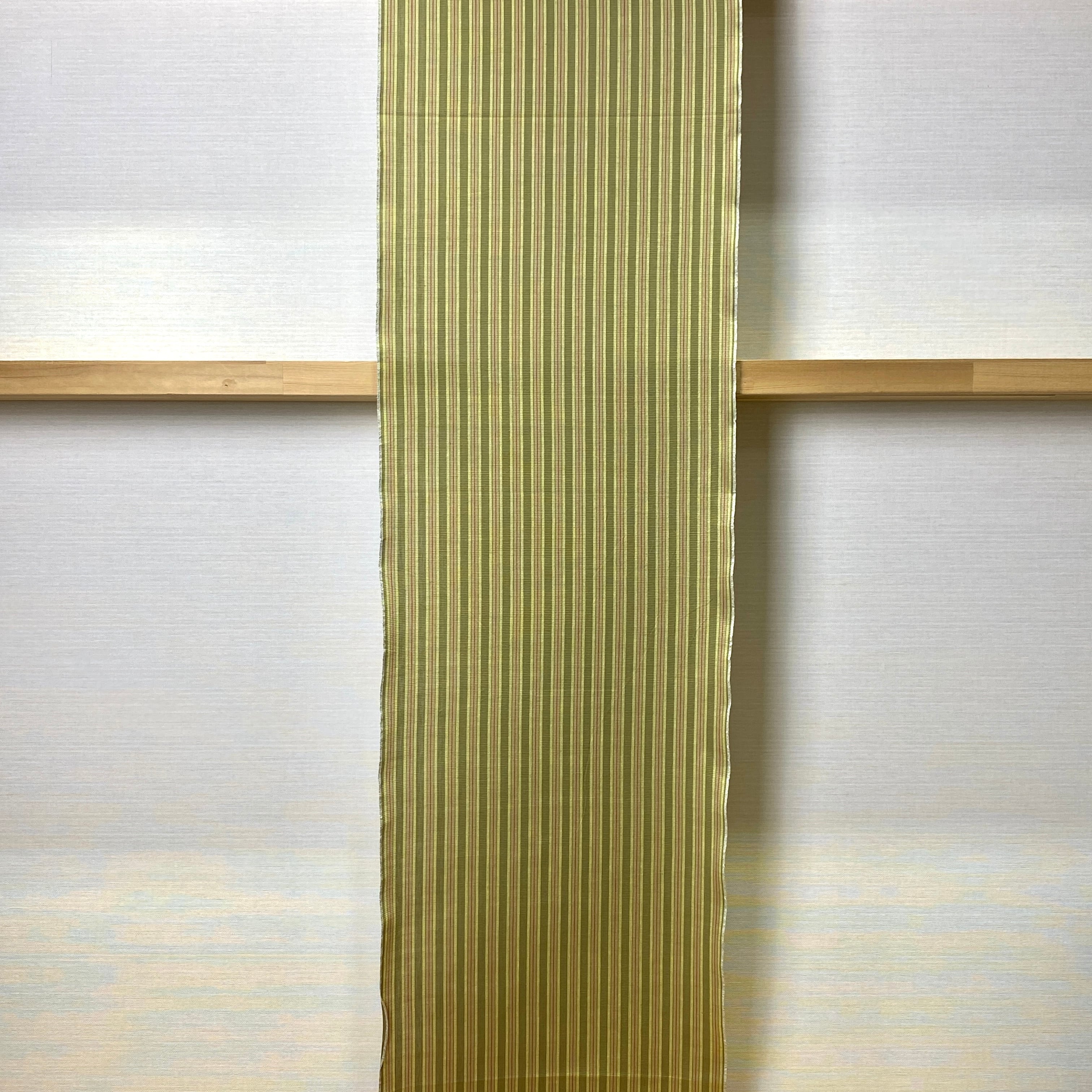 誂え品】保多織の長襦袢 縞 オリーブ | きもののここち 透佳