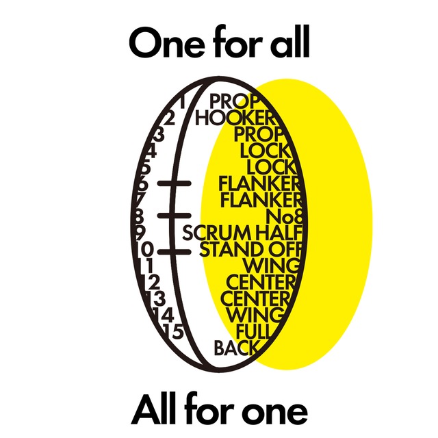 「ONE FOR ALL ALL FOR ONE」ドロップショルダーTシャツ