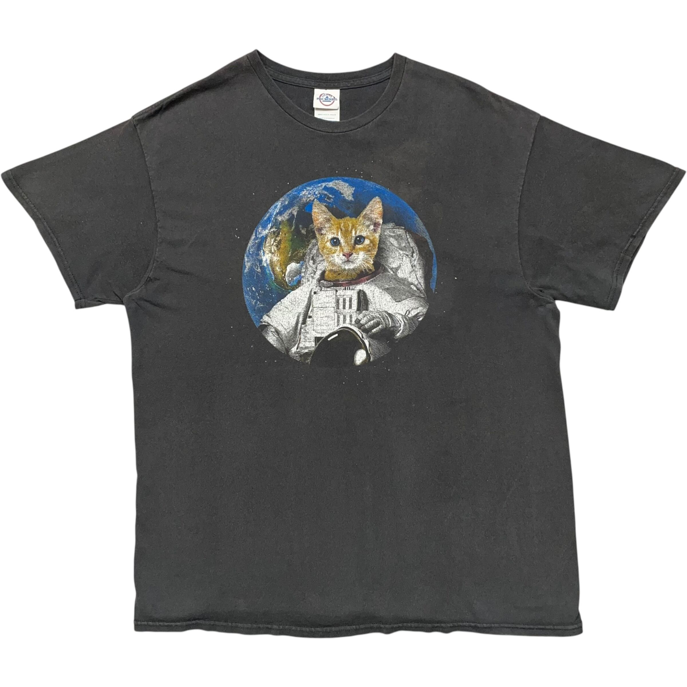 《L》DELTA Tシャツ アニマルプリント スペースキャット ブラック no.6647