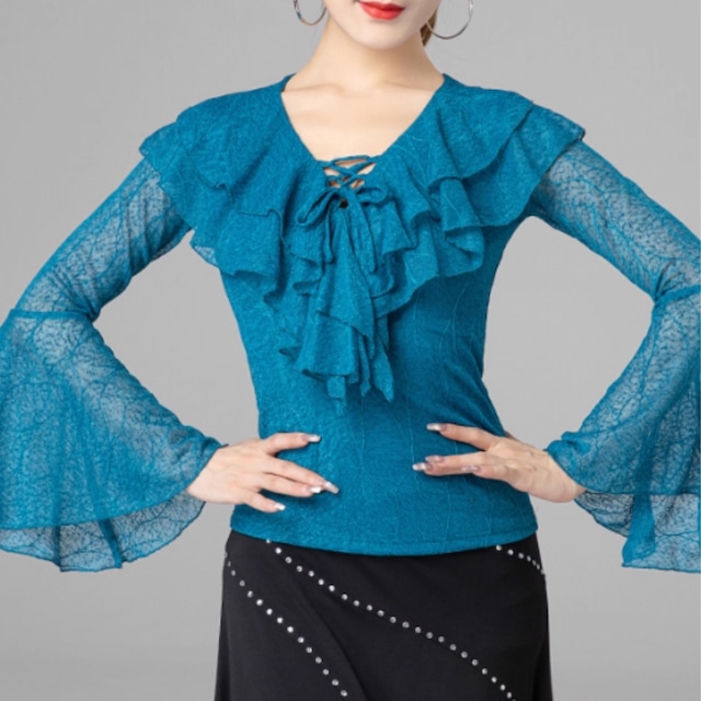 フリルレース・ベルスリーブダンストップス ds0917