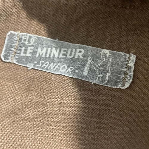 50s LE MINEUR 刺繍タグ ブラウン コットンツイル メタルボタン フレンチワークジャケット 詳細写真2