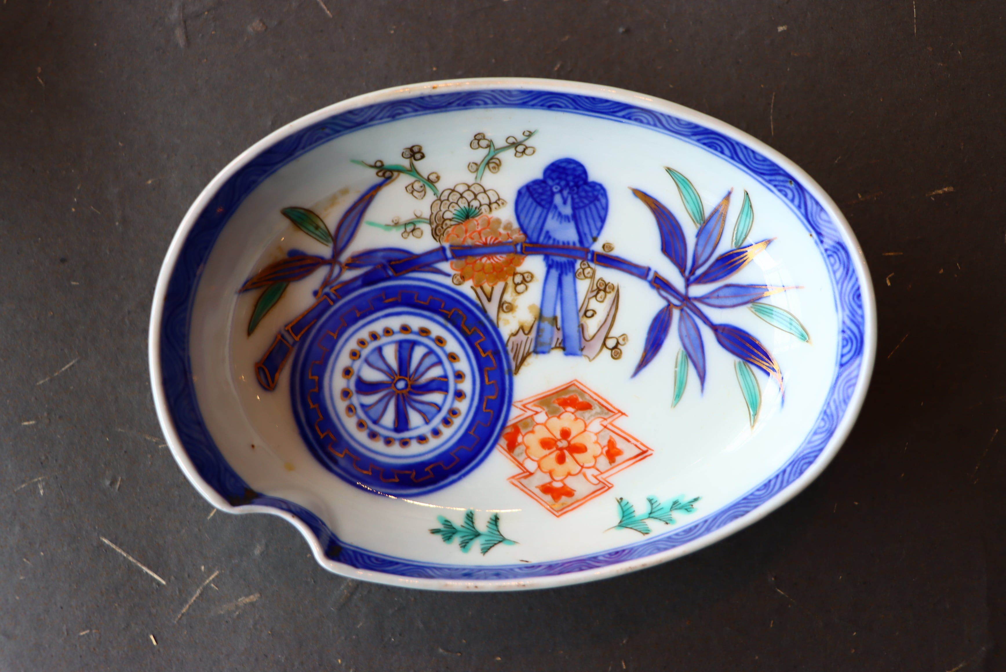 古伊万里 皿 5客 無傷 ② 225】古伊万里 染錦手 牡丹草花紋