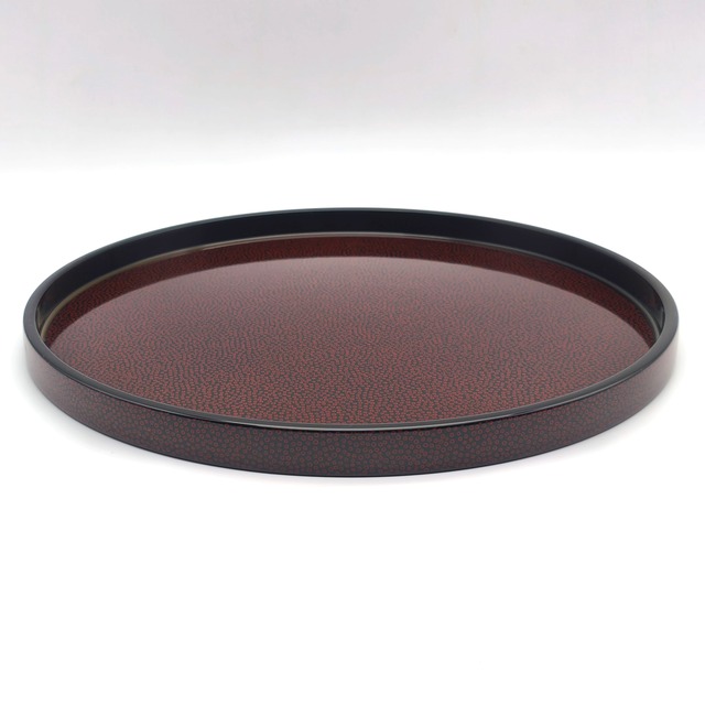 津軽塗（七々子塗）バカ塗り・丸盆・お盆・トレー・漆器・伝統工芸・No.260312-17・梱包サイズ80