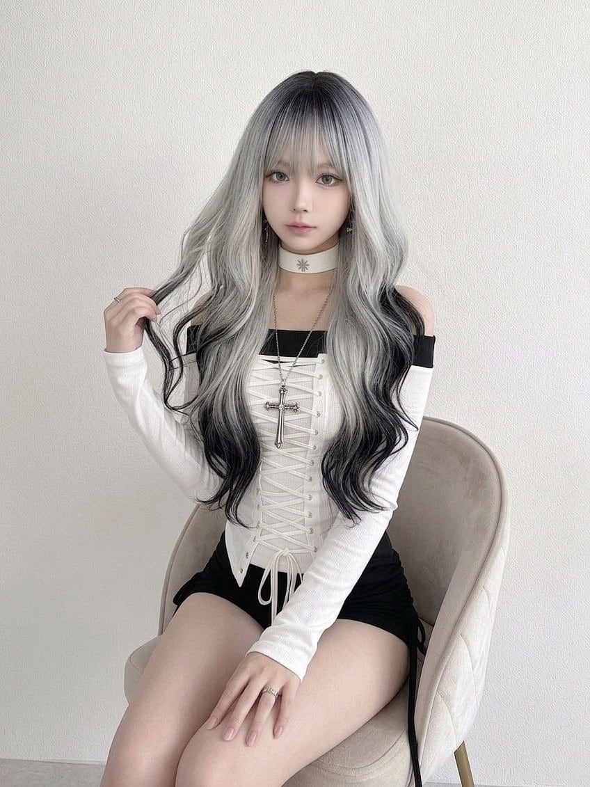 Basic - 狐カラー Black×Gray【商品番号 1028】レースフロントなし