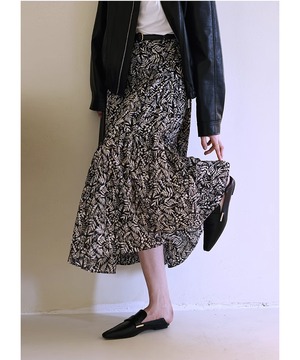 リーフ柄◆プリーツスカート【s-60340】